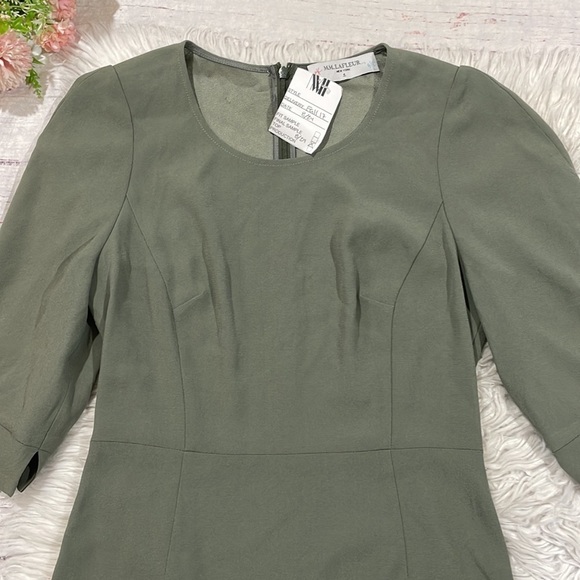 MM Lafleur The Elana Dress Moss 3/4 Sleeve Shift - Picture 9 of 13